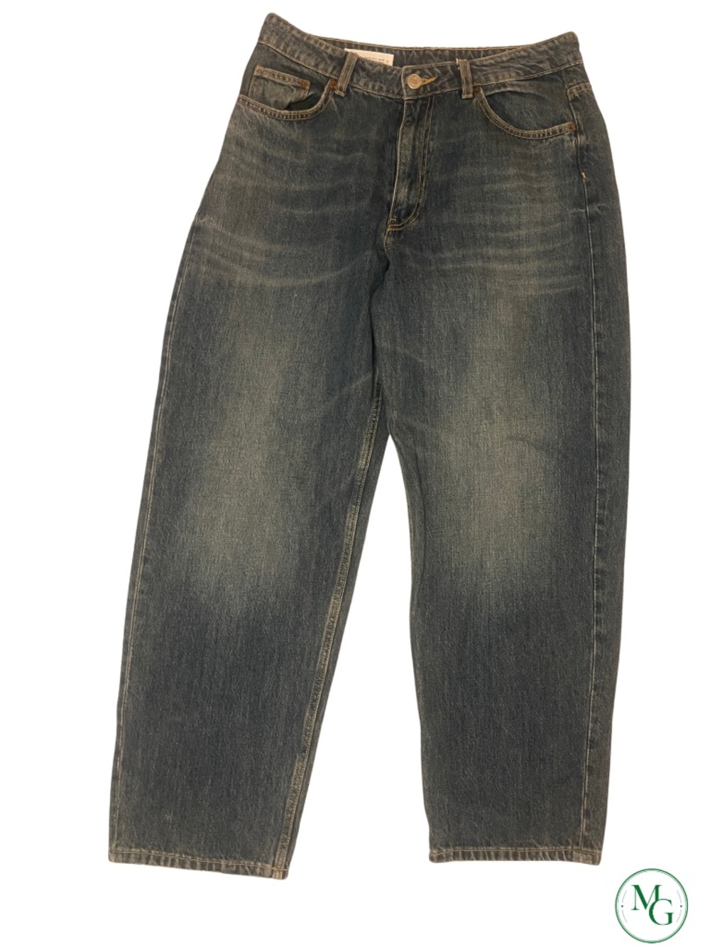 ZARA High Waisted Wide Leg Relaxed Mom Jeans Medium Dark Wash Size 8